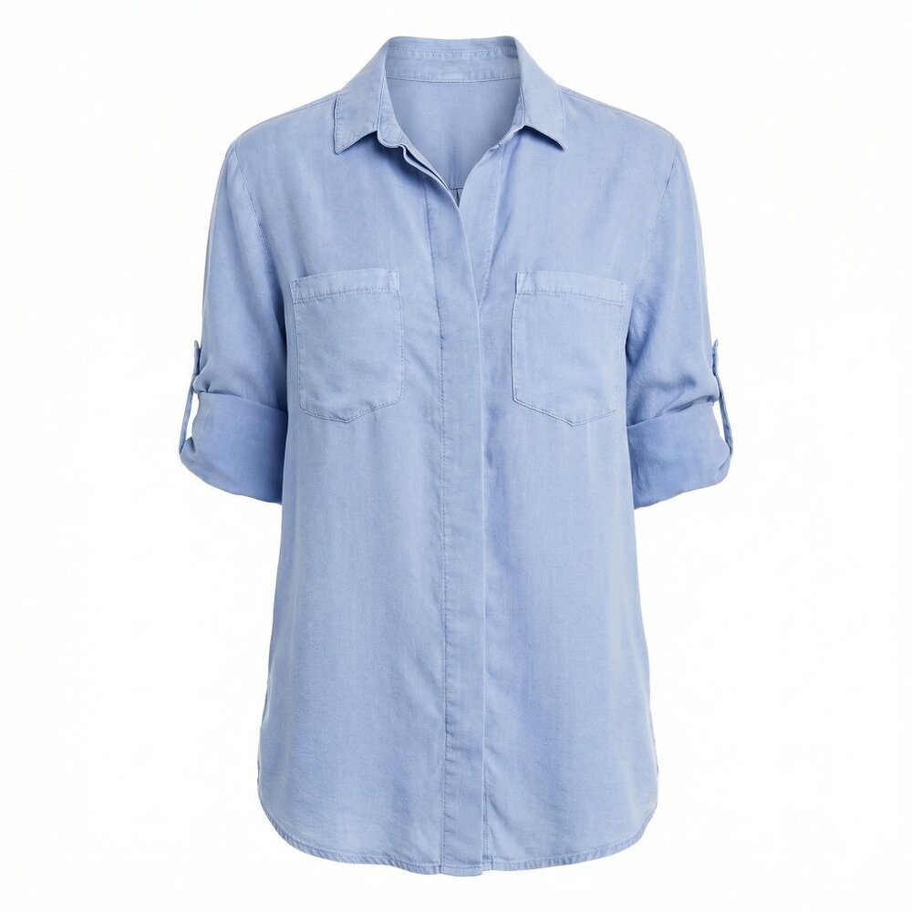Bella Dahl Split Back Long-Sleeve Plain Shirt Blue Women’s